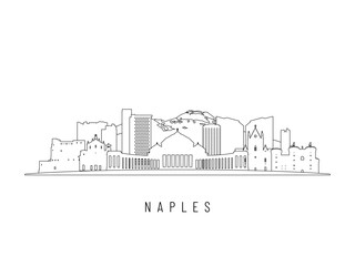 Fototapeta premium Detailed Naples skyline vector illustration. Naples buildings in line art style, perfect for modern designs.