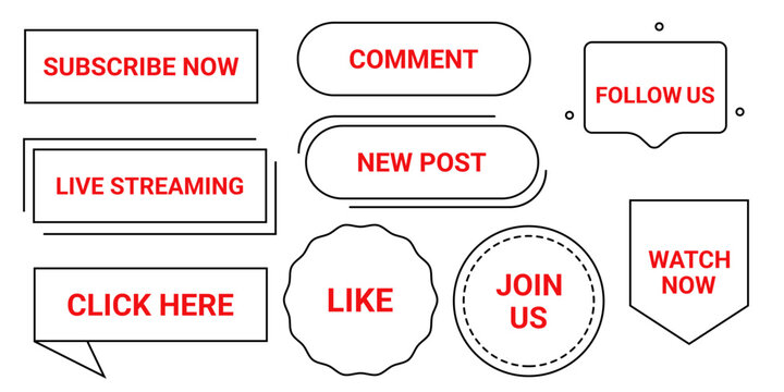 A set of buttons with calls to action. Promotional tags for retail marketing and e-commerce design