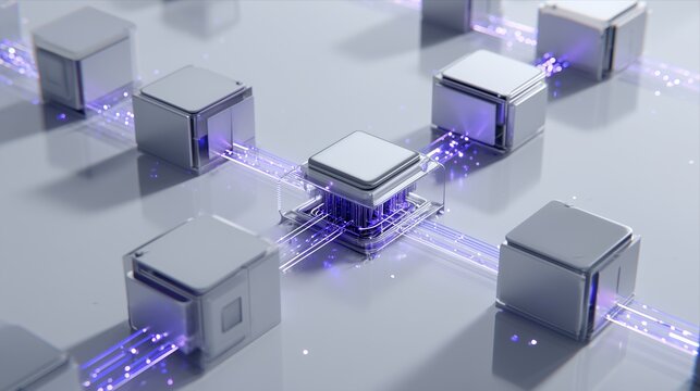 AI Data Network Infrastructure with Connected Processing Nodes, Distributed Computing Architecture, Cloud Technology Ecosystem, Enterprise Information Exchange System, AI Data Flow