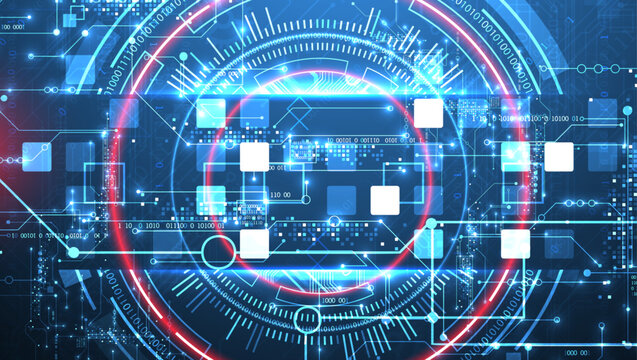 Abstract background. Scientific and technological concept with the use of technical elements formed in the shape of a circle. Vector