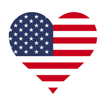 American flag heart svg cut file. Isolated vector illustration.