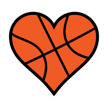 Basketball heart svg cut file. Isolated vector illustration.