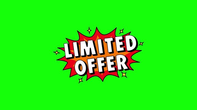 Limited offer promotional motion graphics animation with green screen background for marketing.