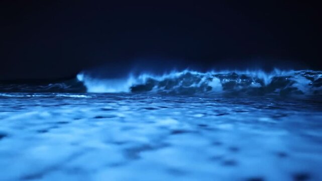 Ocean waves crashing under starlit sky timelapse night water surf