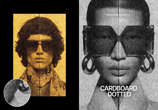Cardboard Dotted Photo Effect &ndash; Halftone for Poster & Social Media (PSD)