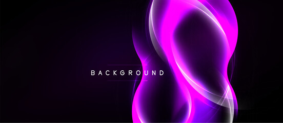 Naklejka premium Abstract purple glowing lines form elegant shapes against dark background. Modern design element for digital projects.
