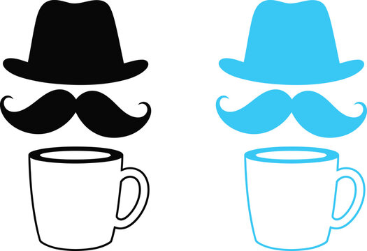 Happy fathers day coffee mug hat mustache graphic for dad gifts celebrations