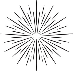 Fototapeta premium Abstract starburst burst radial lines emanating from center graphic element for design isolated on white background