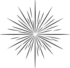 Fototapeta premium Abstract starburst burst radial lines radiating from center vintage sunburst graphic element for retro design and decoration isolated on white background