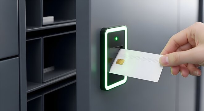 Contactless payment system with card reader and user hand, modern delivery
