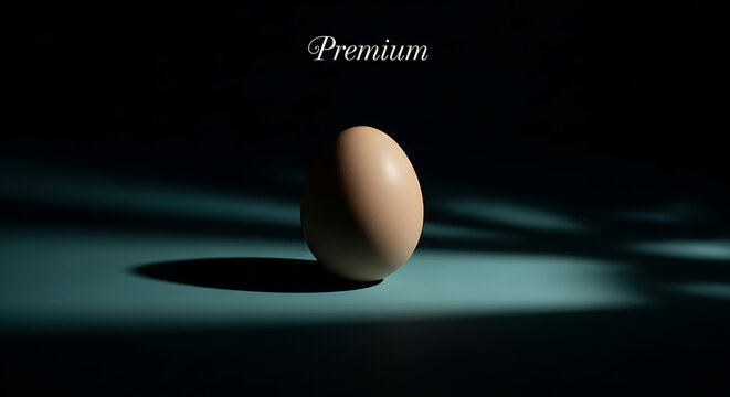 A single, high-quality egg casting a long shadow in dramatic lighting, symbolizing premium food and natural resources