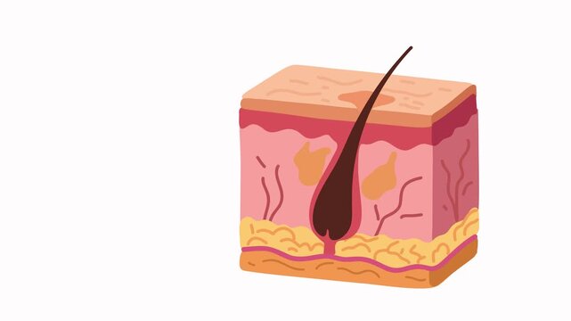 animation skin tissue layers showing hair follicle embedded structure