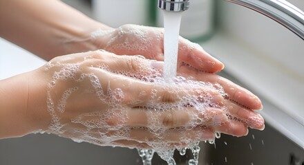 Fototapeta premium Washing Hands with Soap and Water, Hygiene Concept