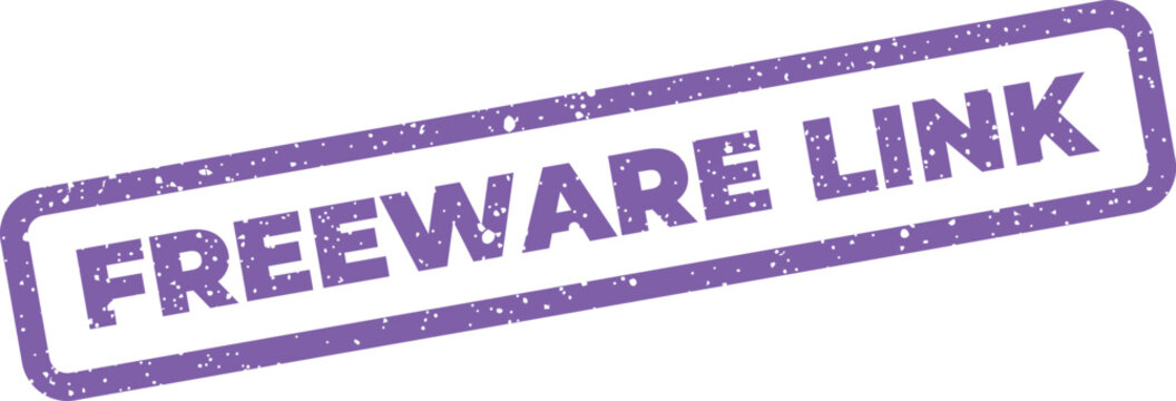 Textured rectangular stamp representation with the phrase freeware link, ideal for direct software download buttons or connections