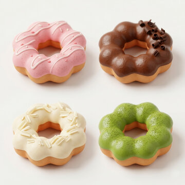 3D cute stylized pon de ring donut