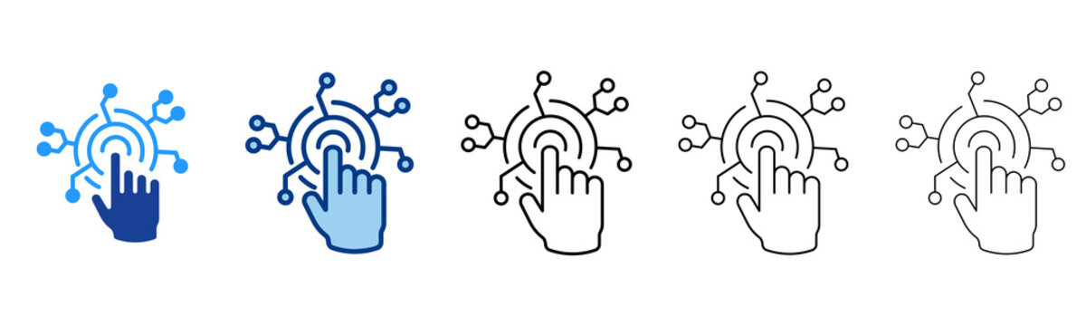 Touch  Icon In Different Color And Outline Style 