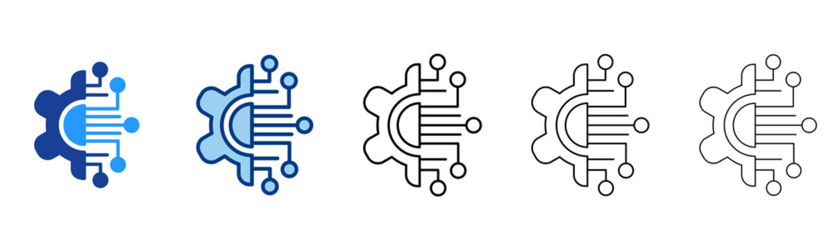 Technology  Icon In Different Color And Outline Style 