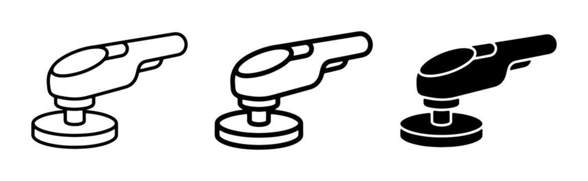Car Polisher Icons, Rotary Buffer Symbols, Auto Detailing Tools, Set of 3 Vector Graphics
