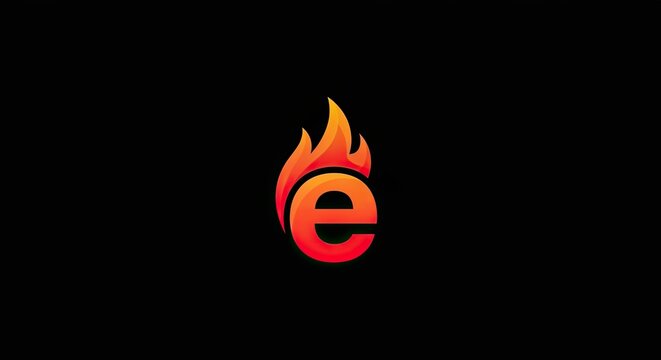Modern orange flame logo integrated with lowercase letter e.