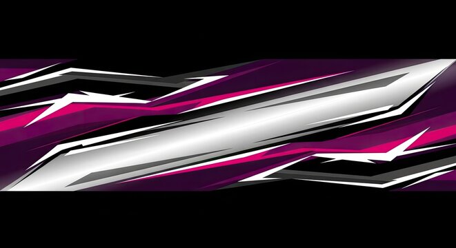 Purple and silver geometric racing car wrap decal.