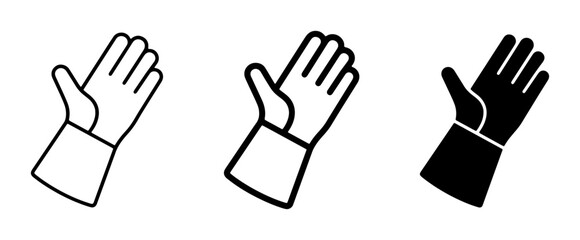 Obraz premium Glove Icons Set, Protective Handwear Symbols, Safety Gear Vector Graphics, Work Gloves Outline and Solid Fill