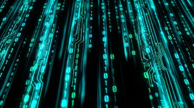 Cyber Data Stream Matrix downward &mdash; 4K Seamless Loop Neon Green Digital Code Video Background for Technology and Security Content