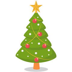 Obraz premium Christmas Tree with Cartoon Design. Vector Illustration.