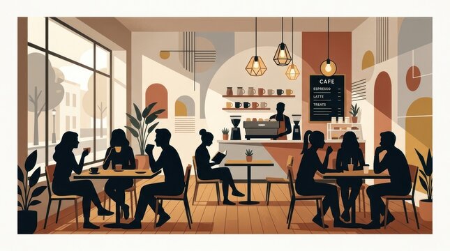 Elegant Ballet Dancer Illustration,Meditation Sunset Landscape,Cozy Modern Coffee Shop,Wild Horses at Sunset,Shark Underwater Scene