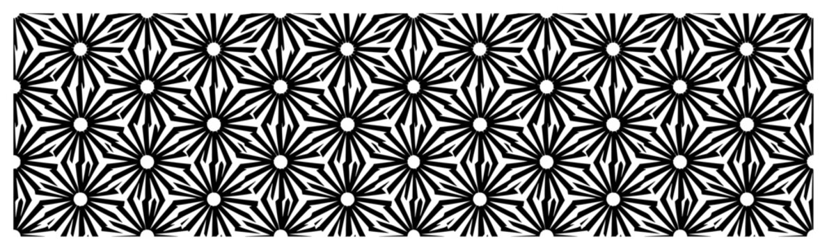 Starburst shapes forming a geometric hexagonal pattern in monochrome style
