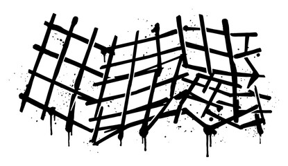 Distorted grid mesh with ink splatters and drips in grunge style © UrbanDruid