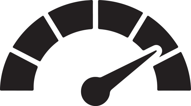 Speedometer icon in flat style isolated on grey background