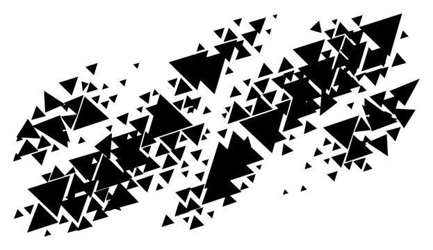 Scattered black triangles forming a geometric composition in abstract style
