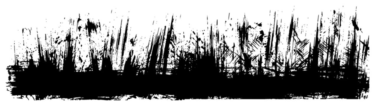 Grungy ink splatter border with distressed brush strokes in textured style