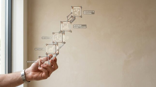 Man holding a metal object representing strength and precision in a customer growth framework concept