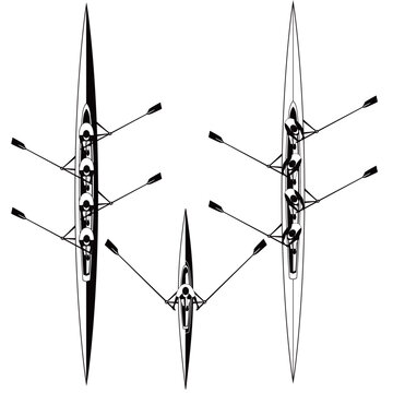A simple depiction of a rowing boat,