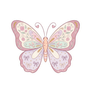 Colorful butterfly with floral pattern