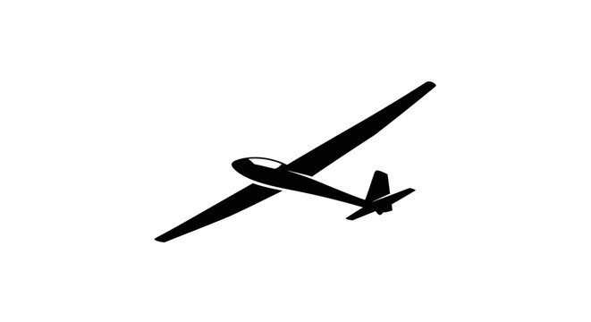 Glider Aircraft Silhouette Flying Isolated On White Background