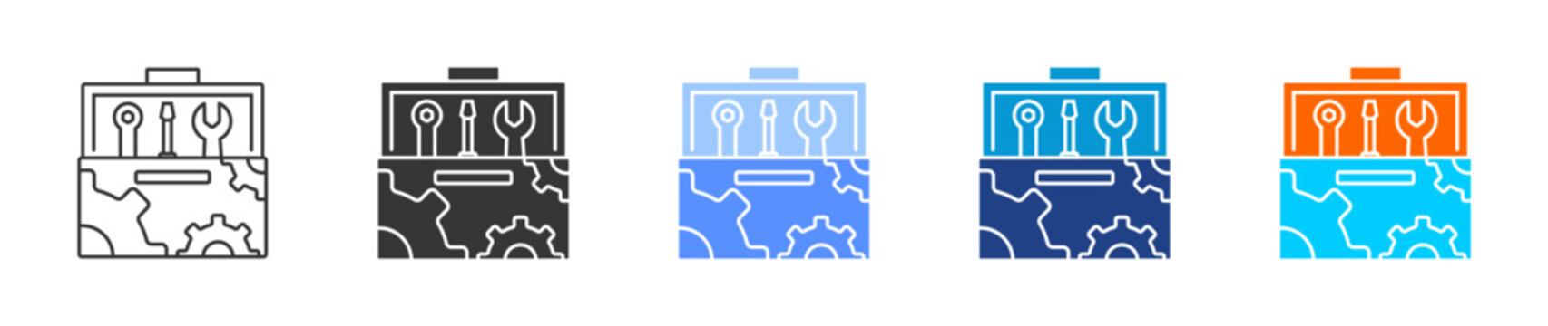 Toolbox icon set multiple style collection	