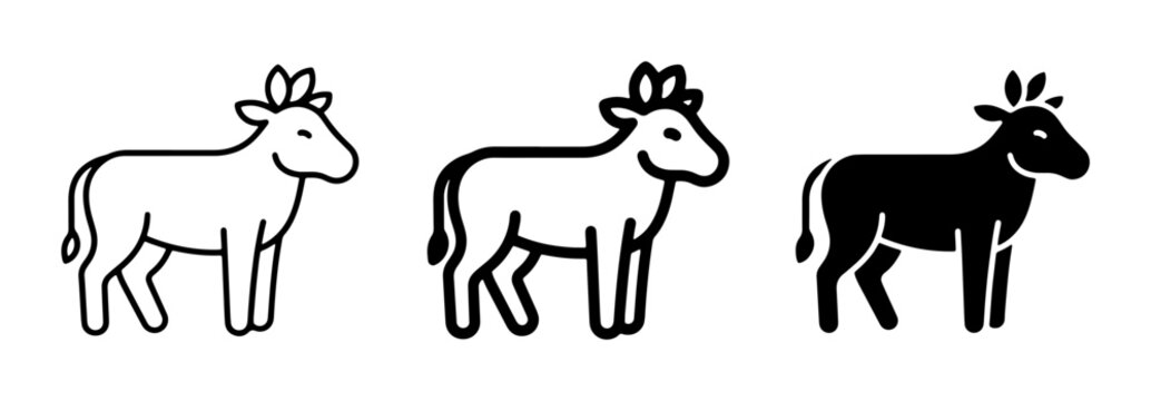 Simple Livestock Icons, Farm Animal Silhouettes, Cattle Vector Graphics for Agriculture and Ranching Themes
