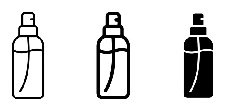 Spray Bottle Icons, Liquid Container Vector Graphics, Fine Mist Spritzer Set, Cosmetic Packaging Symbols