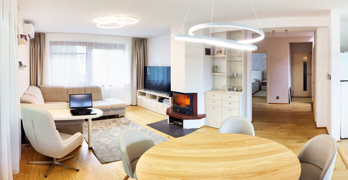 A contemporary living room interior design mock-up featuring vibrant decorative accents
