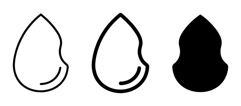 Makeup Sponge Icons, Beauty Blender Vector Graphics, Cosmetic Applicator Symbols, Makeup Tools Set, Simple Outline and Solid Fill Designs
