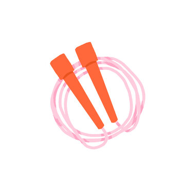 Hand drawn jump rope, skipping rope, simple fitness and sport equipment, summer outdoor workout accessory vector illustration