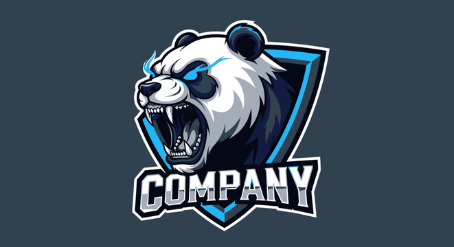 Fierce roaring bear mascot logo with shield background and bold text