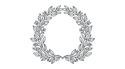 Elegant Laurel Wreath Outline Illustration. © Era