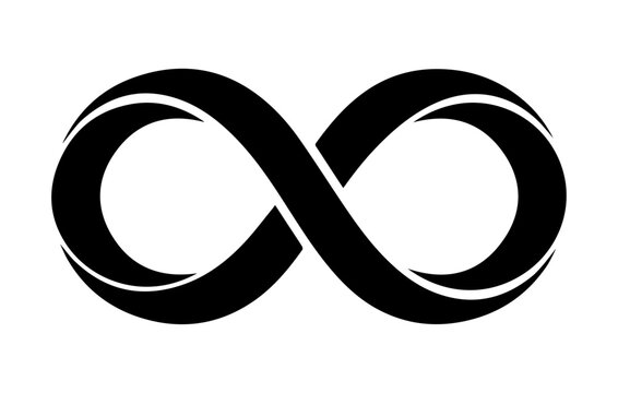 Black infinity symbol lemniscate on a white background with without end figure eight infinity infinite