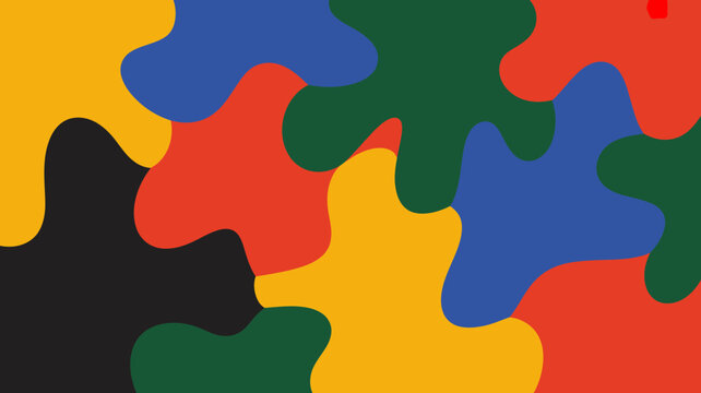 abstract puzzle pieces pattern in vibrant colors red yellow green blue and black