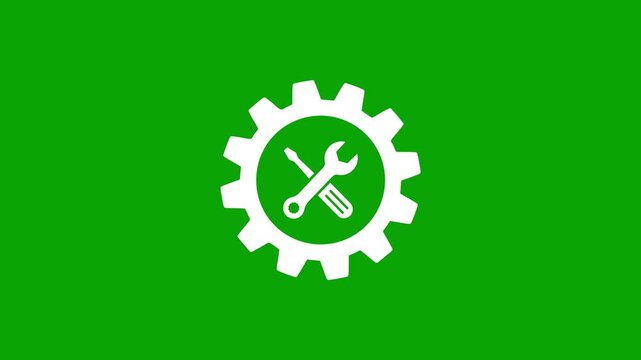 Gear icon with wrench and screwdriver for repair animation