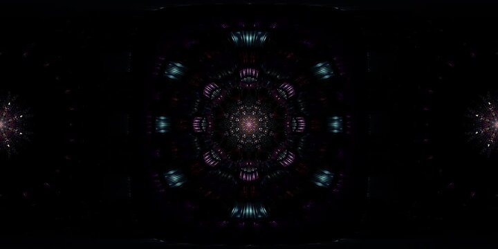 Metaverse immersive VR 360 mandala in sacred geometry structured as equirectangular environment map and HDRI spherical spiritual loop for dome projection and VJ installation visuals