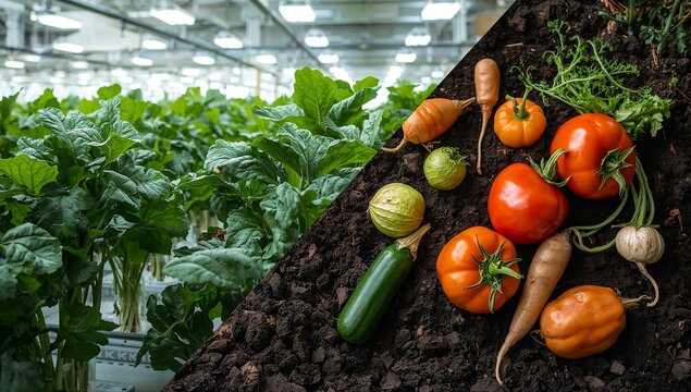 Lab Grown vs Soil Grown Vegetables Split Composition